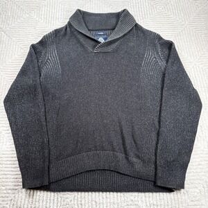 American Rag Sweater Mens XL Grey Shawl Ribbed Old Money Quiet Luxury Academia